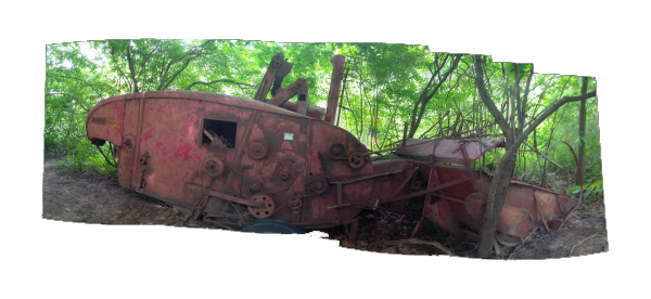 Well it's definitely a bulldozer... BlackBerry Q10 camera phone, stitched together with autostitch.de software. Photo by Chuck Miller.