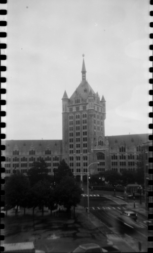 SUNY Administrative Offices building, Albany, N.Y.  AGFA Chief camera, GAF Aerial film (70mm).  Photo by Chuck Miller.