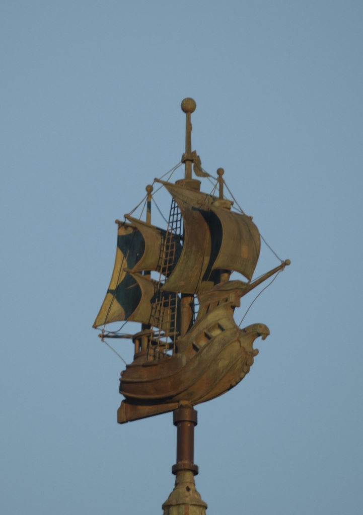 Half Moon weathervane.  Nikon Df camera, MC MTO-11 lens.  Photo by Chuck Miller.