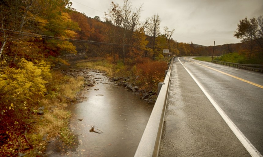 Trails of Catskill Creek. Nikon Df camera, Vivitar 19mm f/3.8 lens. Photo by Chuck Miller.
